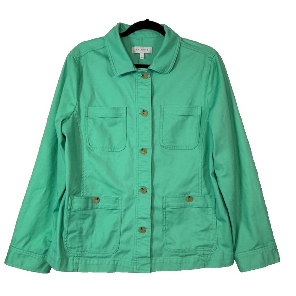 Talbots Women’s Mint Green Button Down Shirt Jacket Size Medium